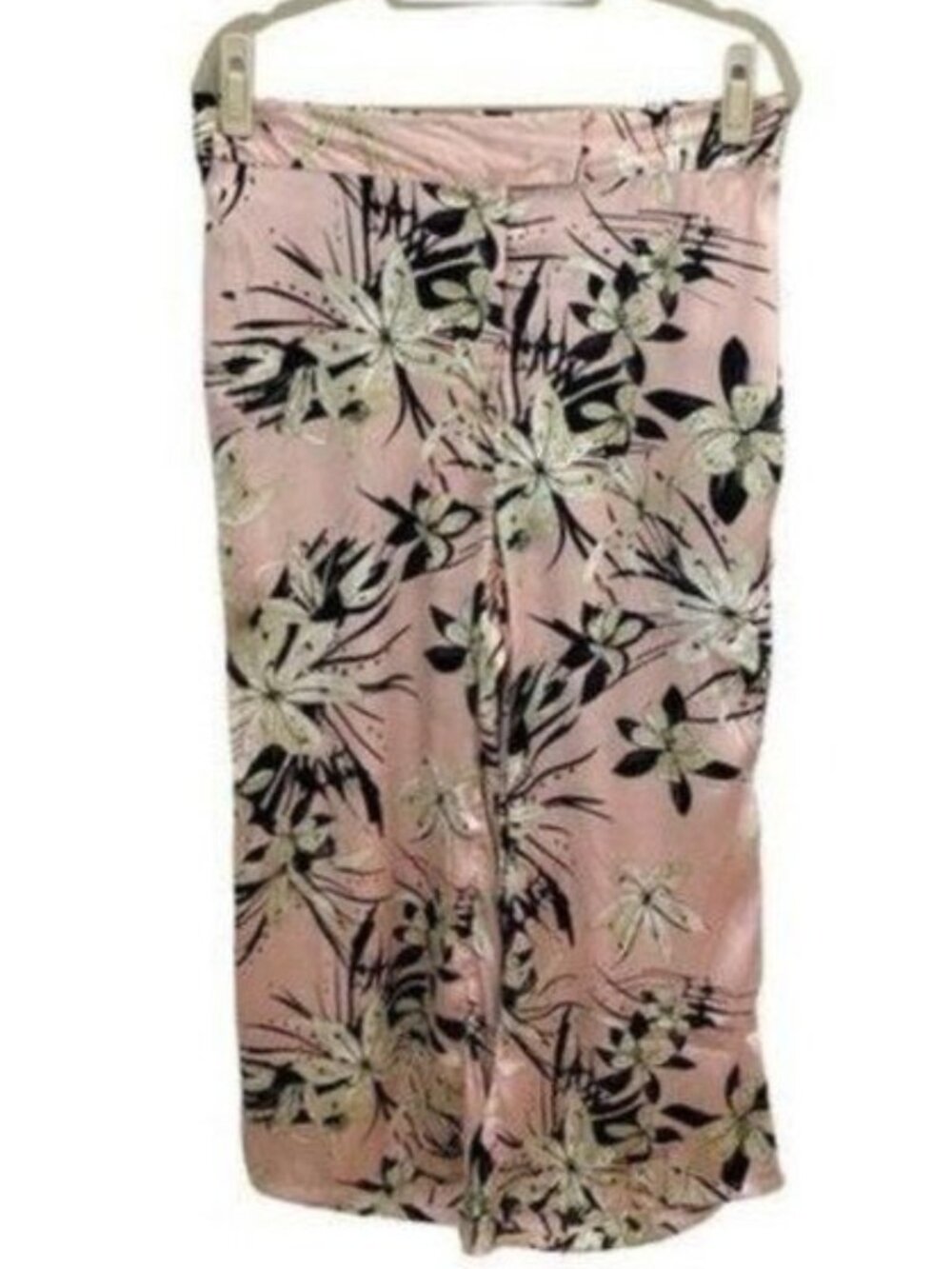 Castaluna Floral Wide Leg Pants Pink Satin Finish Size 14W